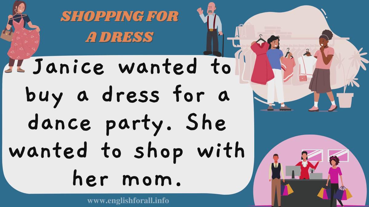 'Video thumbnail for English Listen and Practice - SHOPPING FOR A DRESS'
