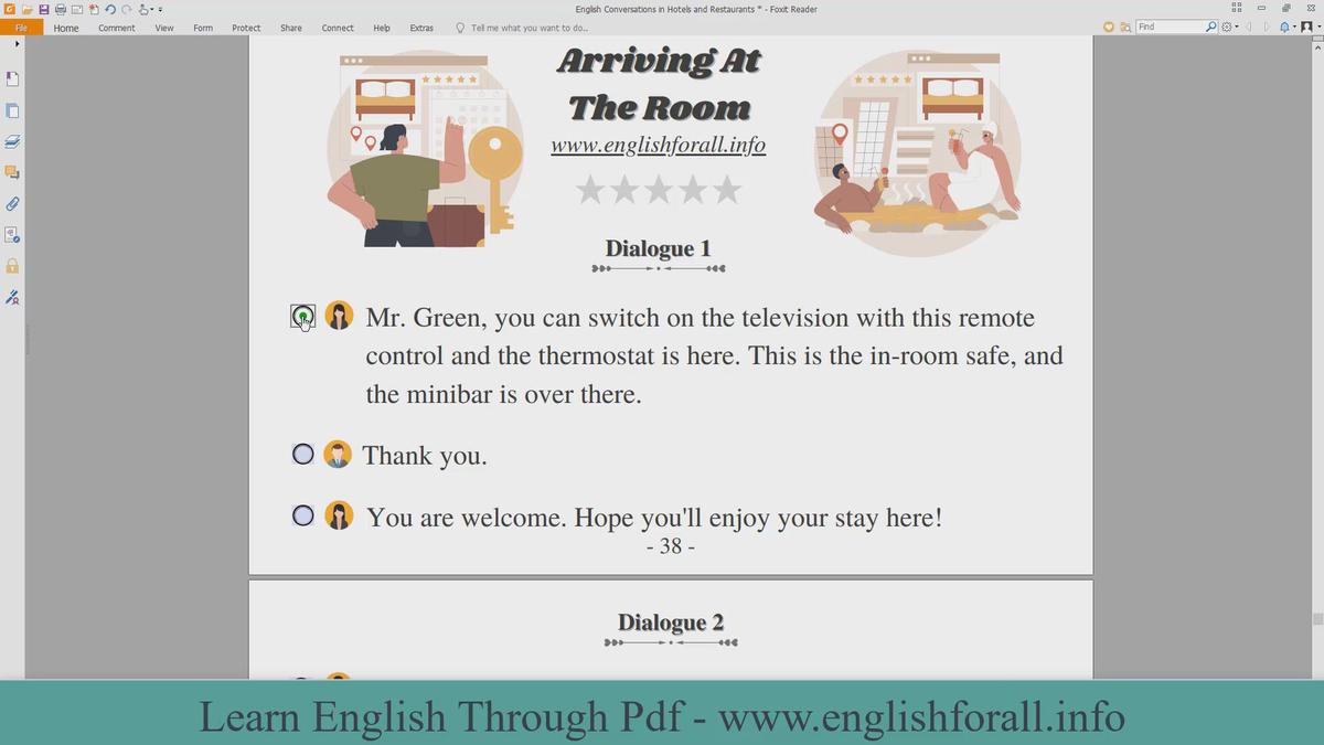 'Video thumbnail for English Conversations in Hotels and Restaurants - Arriving At The Room'