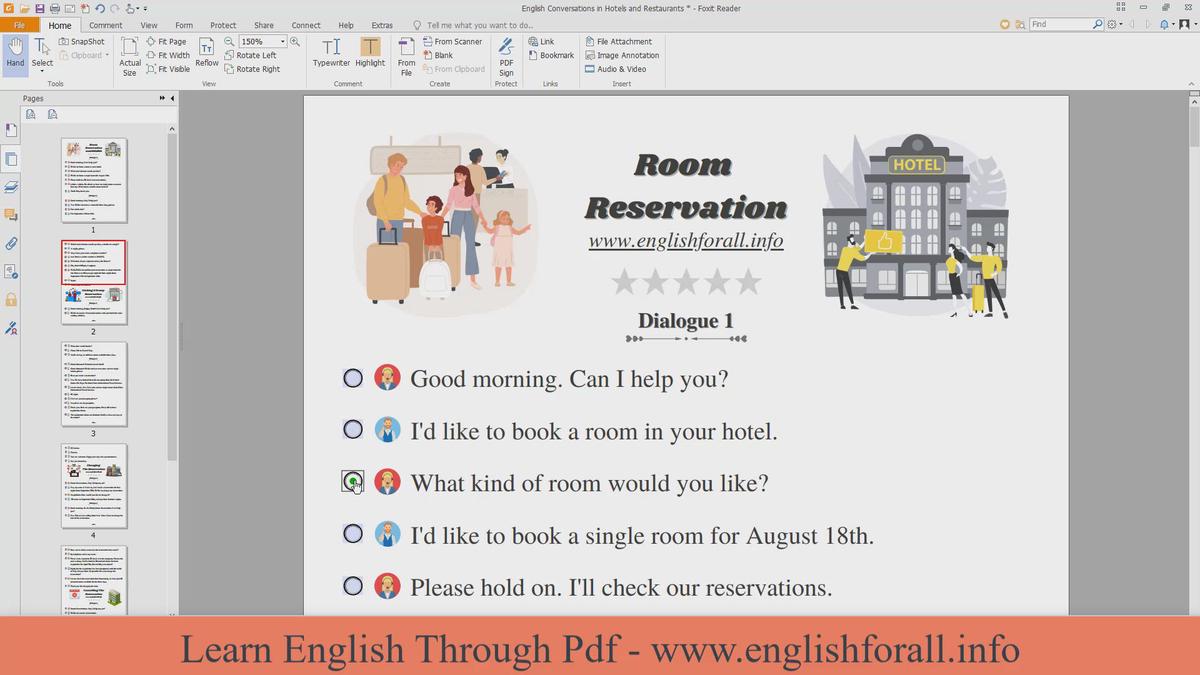 'Video thumbnail for English Conversations in Hotels and Restaurants - Room Reservation'
