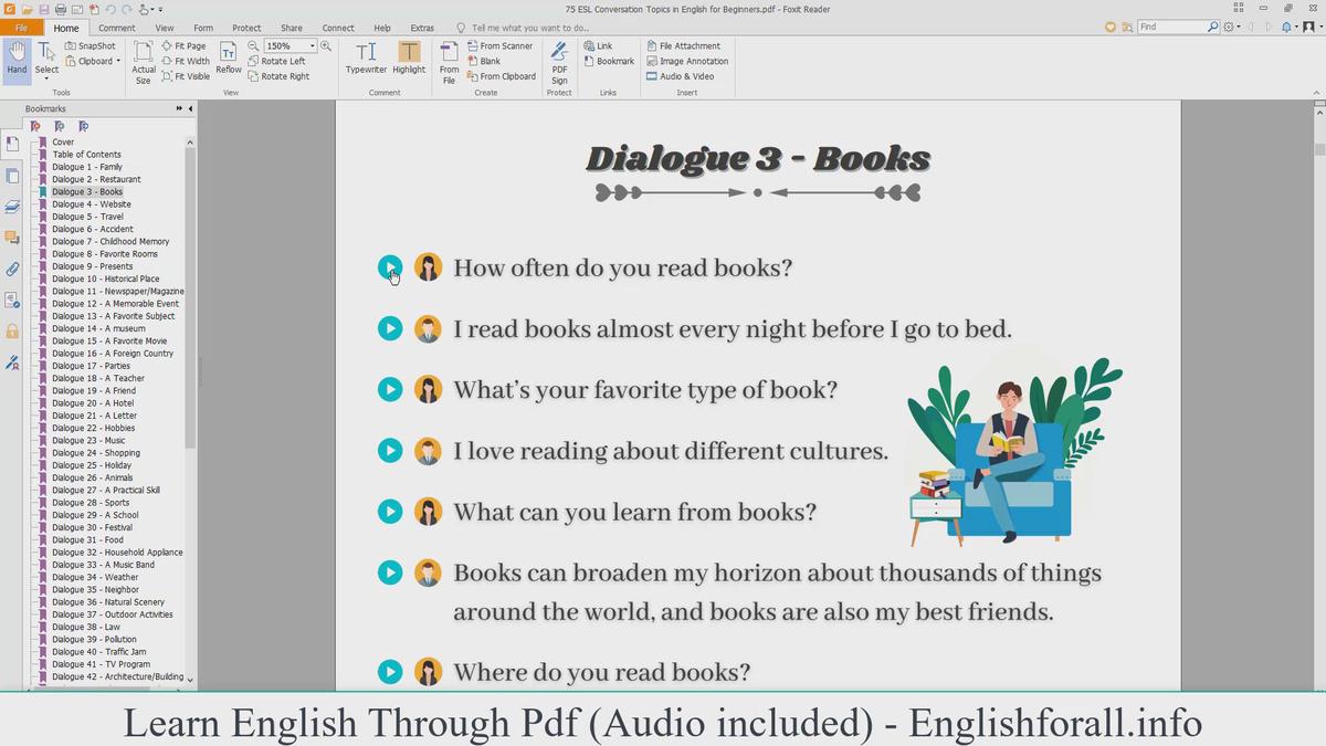 'Video thumbnail for Learn English Through Pdf | English Conversation About Books'