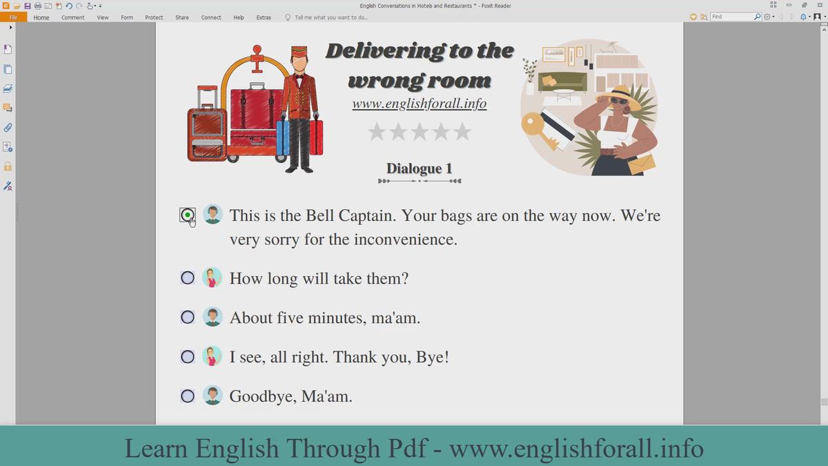 'Video thumbnail for English Conversations in Hotels and Restaurants - Delivering to the wrong room'