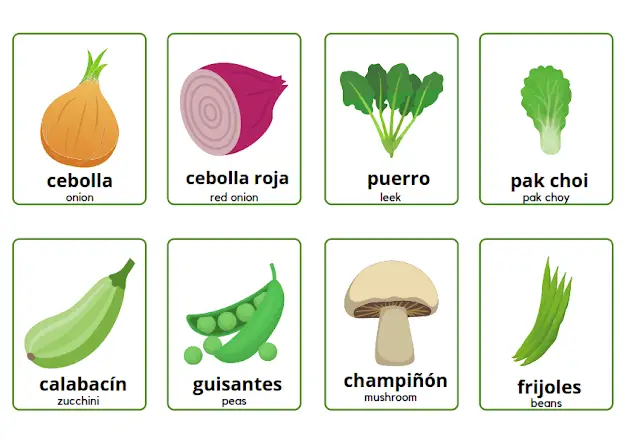 learn vegetables in Spanish