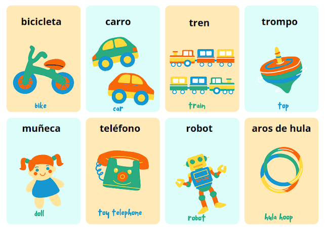 Toys Flashcards in Spanish