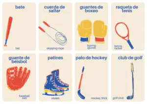 sports equipment flashcards Spanish vocabulary