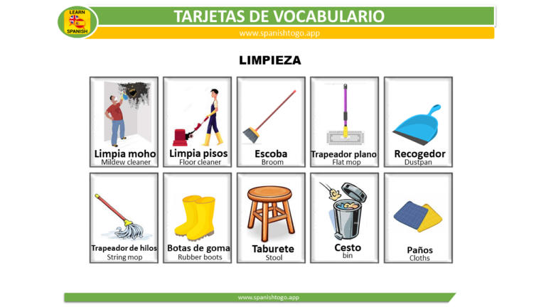 Cleaning Supplies Printable Flashcards Spanish To Go