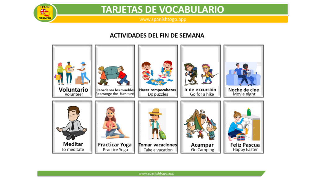 activities flashcards in Spanish