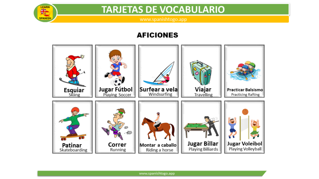 hobbies flashcards in English