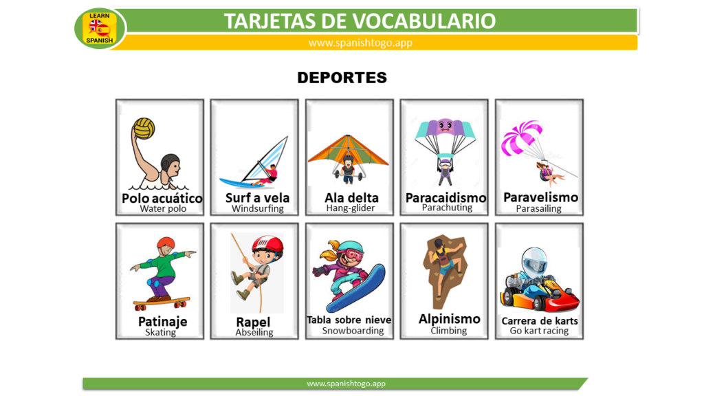 sports flashcard in English vocabulary