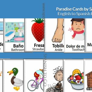 Paradise Cards - English to Spanish Printable Flashcards