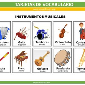musical instruments printable flashcards