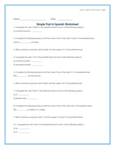 Simple Past in Spanish Worksheet