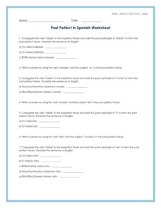 Past Perfect in Spanish Worksheet