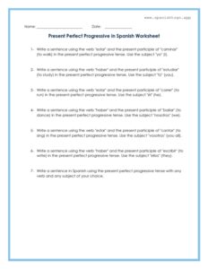 Present Perfect Progressive in Spanish Worksheet