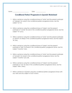 Conditional Perfect Progressive in Spanish Worksheet