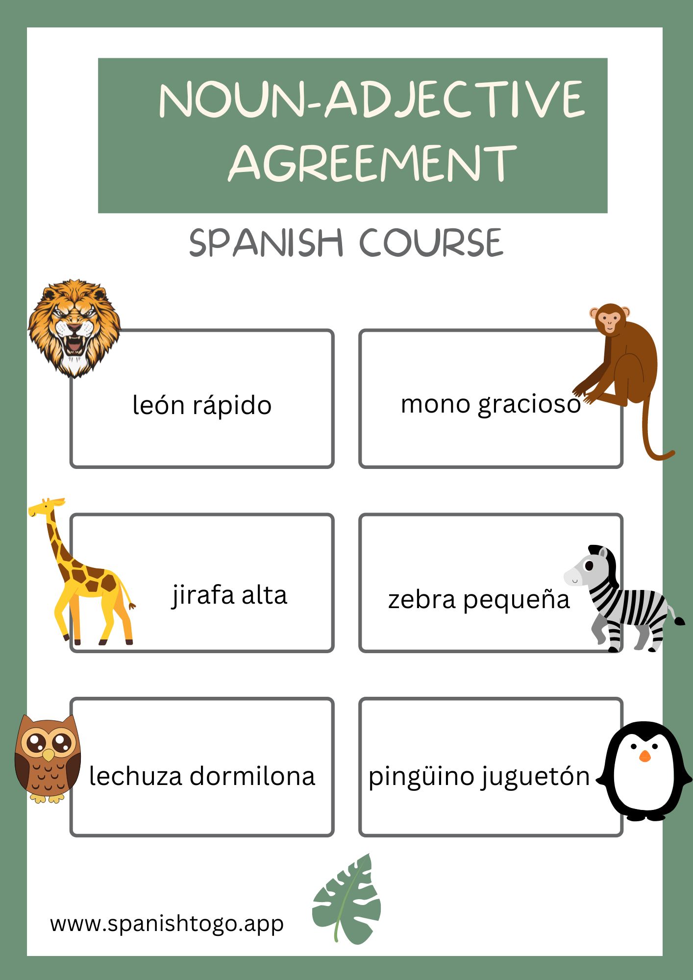 Spanish Noun-Adjective Agreement