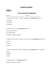 Spanish Conjugations - Examen