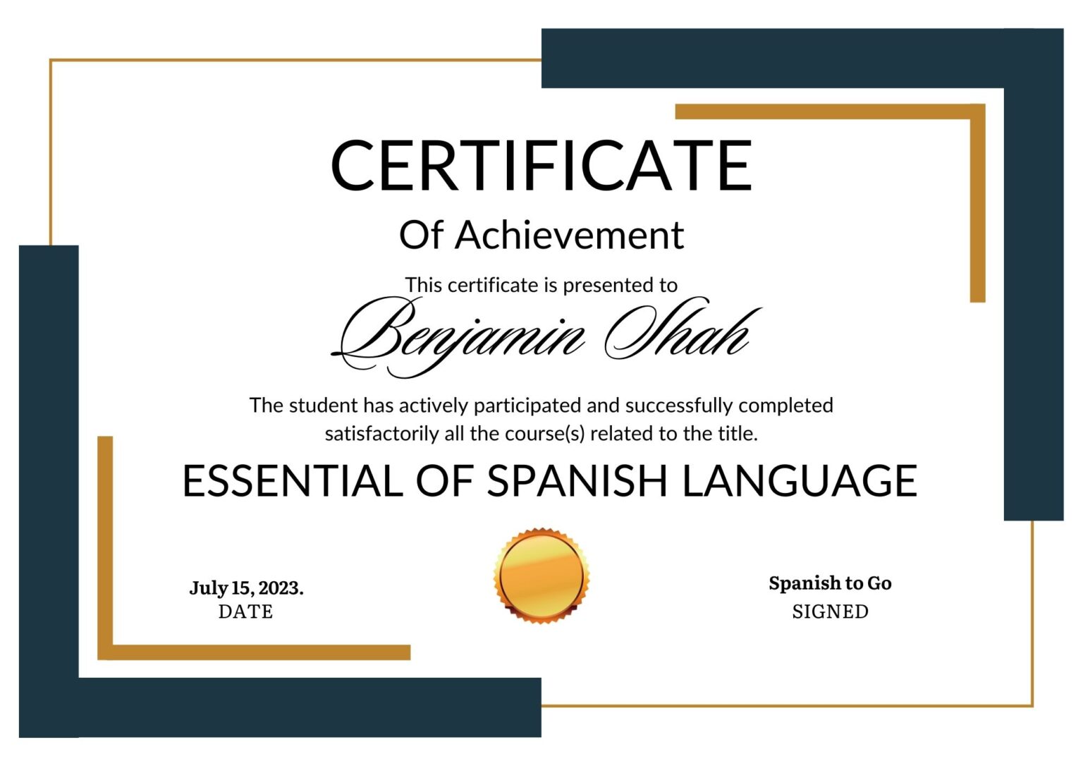 Certificate Programs Spanish to Go